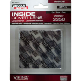 Lincoln Electric Viking 3350 inside clear lens pack shows replacement lenses for precise welding visibility