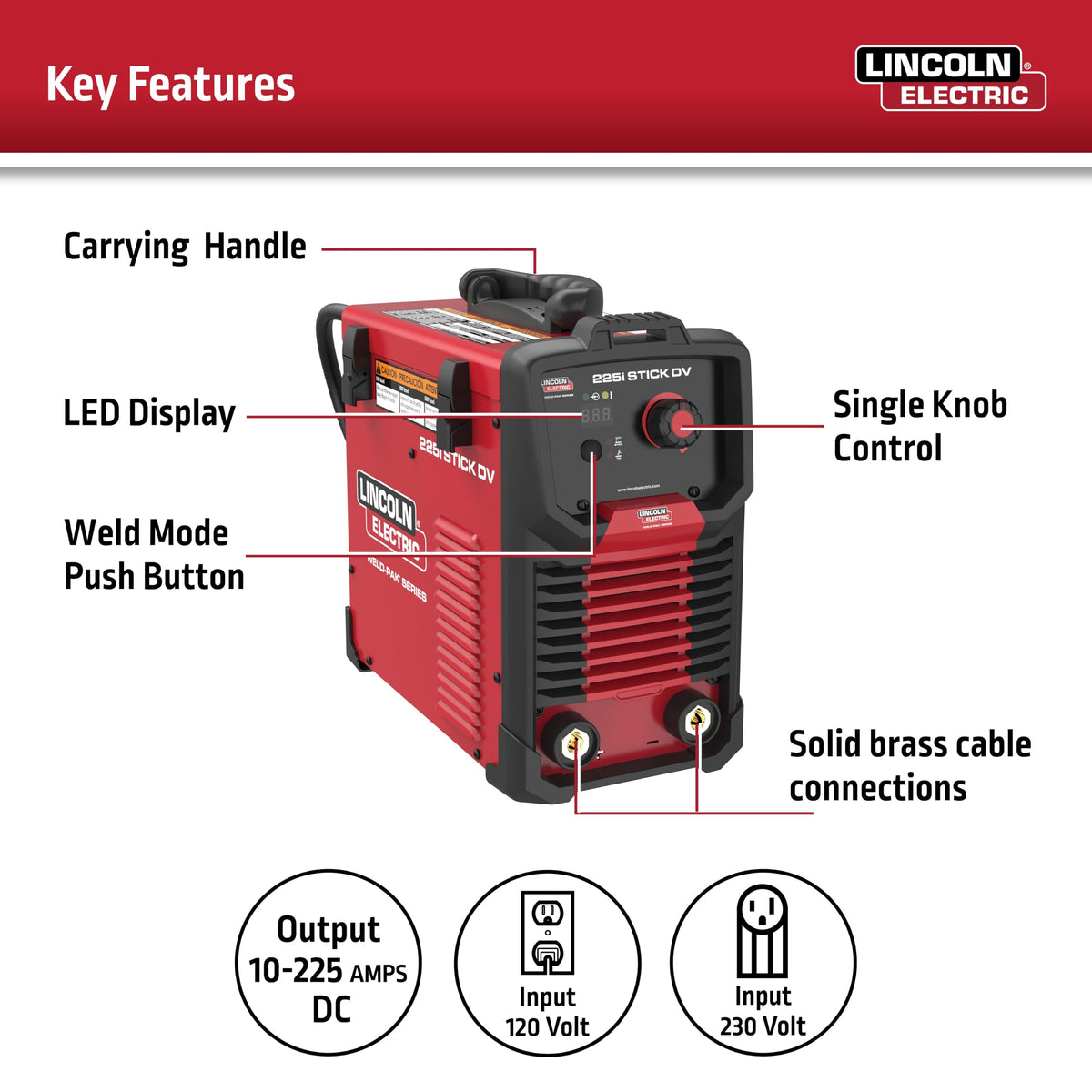 Compact dimensions of Weld-Pak 225i support easy storage and transport