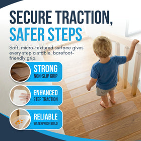 Linda's Essentials transparent stair treads blend with décor while reducing slips.