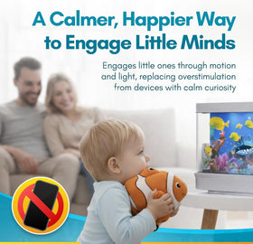 Linda's Essentials moving fish tank display offers soothing, screen-free visuals