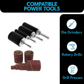 LINE10 Tools sanding sleeves 60/80/120 grit cover rough to fine shaping.
