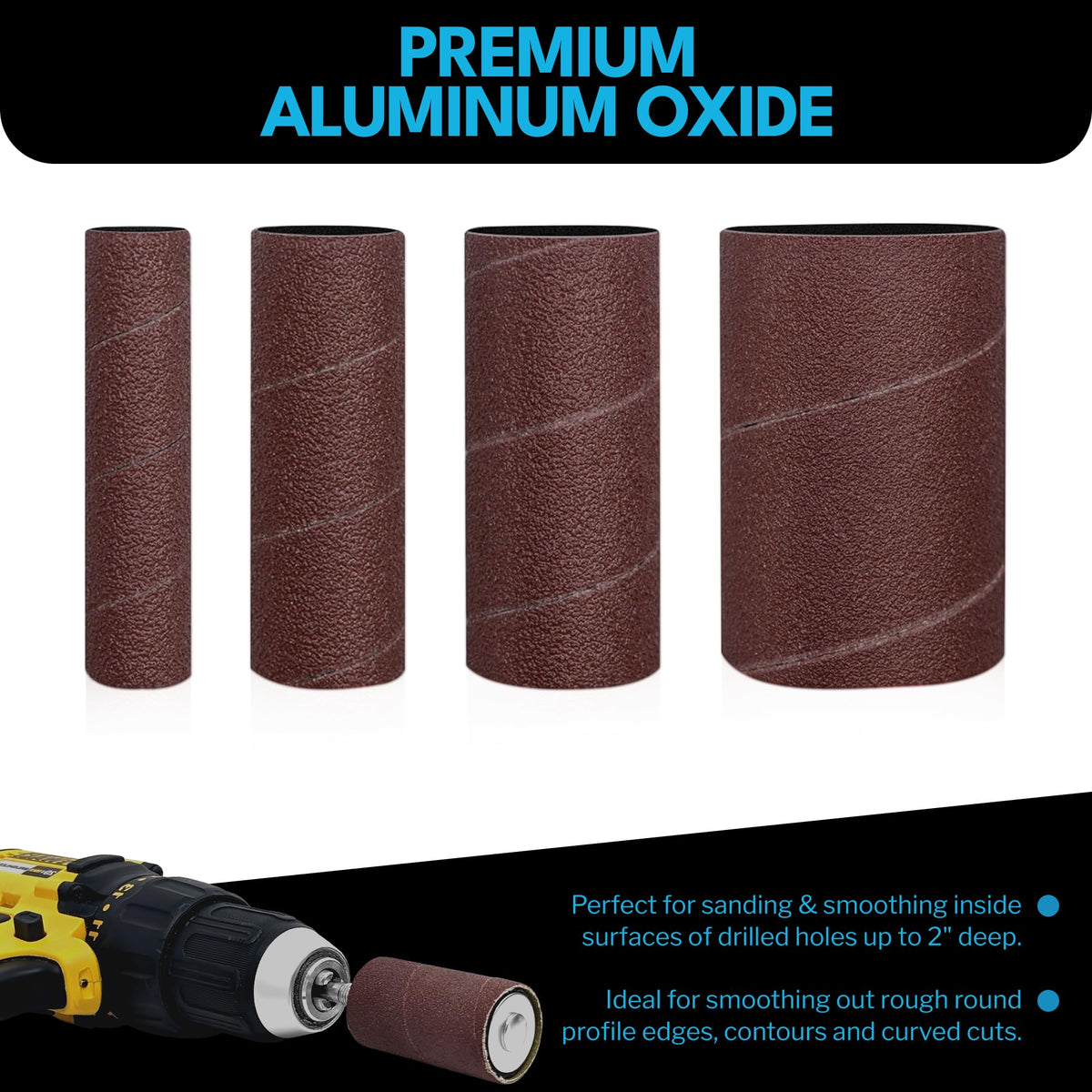 LINE10 Tools spindle sander attachment converts a drill for smoothing tasks.