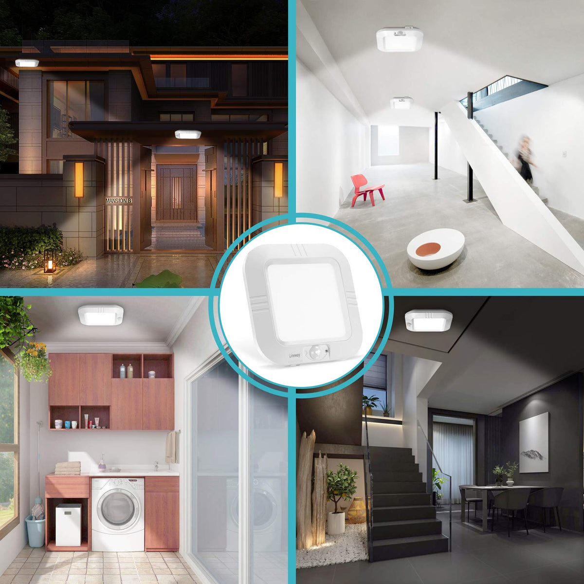 LINEWAY ceiling light in hallway provides hands-free illumination with motion sensing