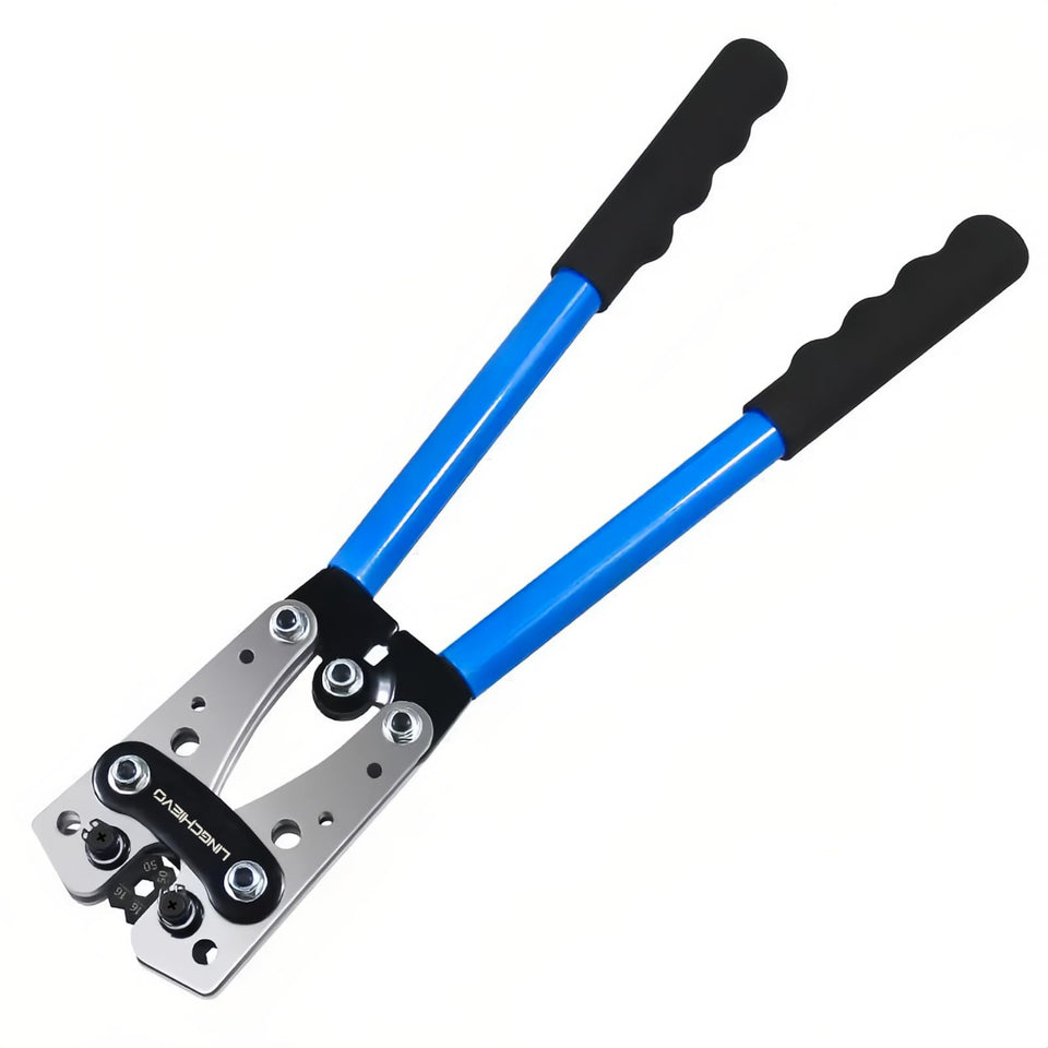LingChievo battery crimp tool front view highlights sturdy construction for durable lugs