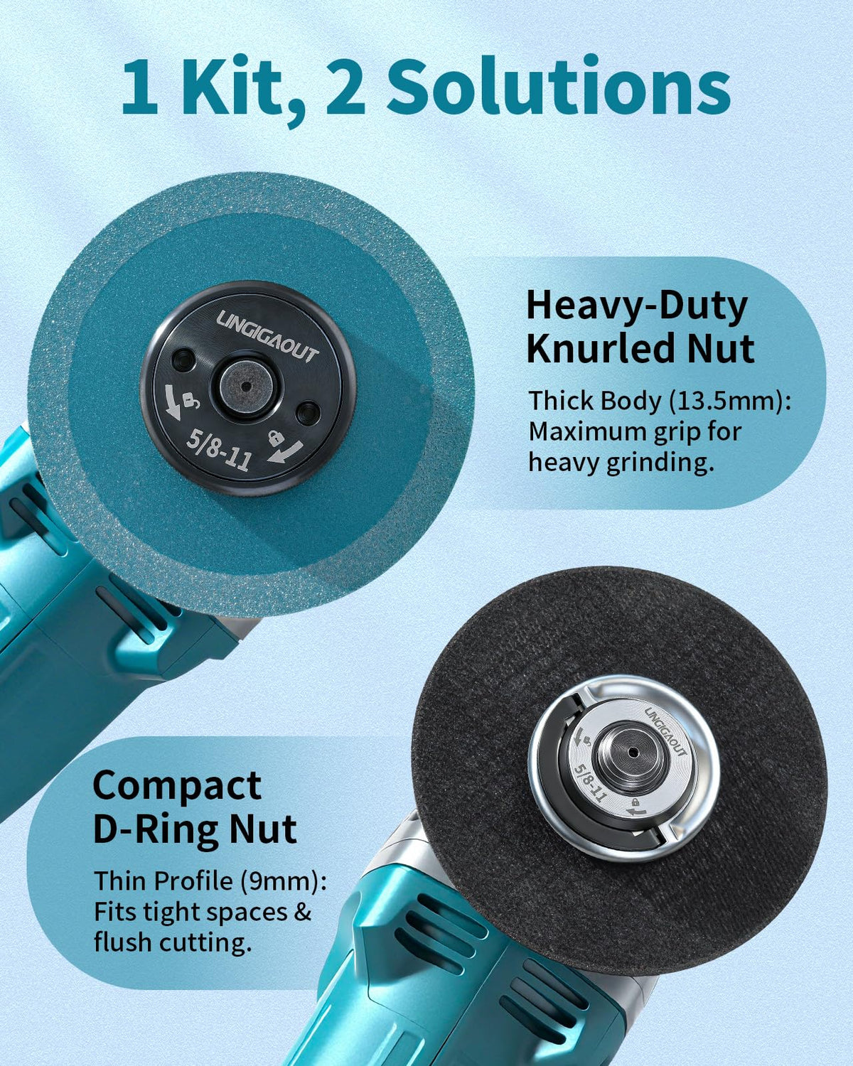 LINGIGAOUT silver D-ring nut enables tight spaces and flush cutting.