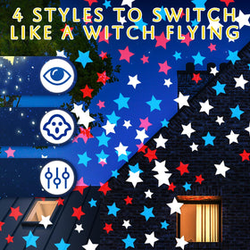 Lingvee patriotic star patterns projection brightens walls and yards.