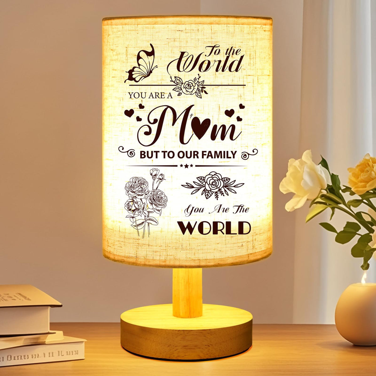 Linkax mother’s day table lamp with fabric shade offering warm ambient light for mom