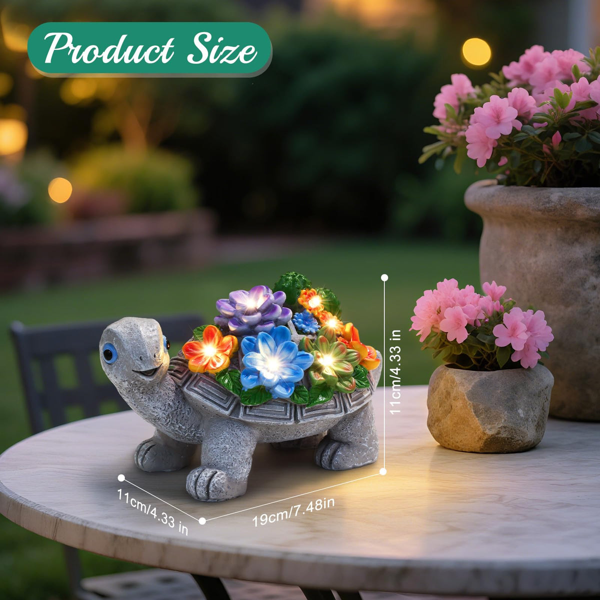 Linkax outdoor decor turtle lights create a warm nighttime scene