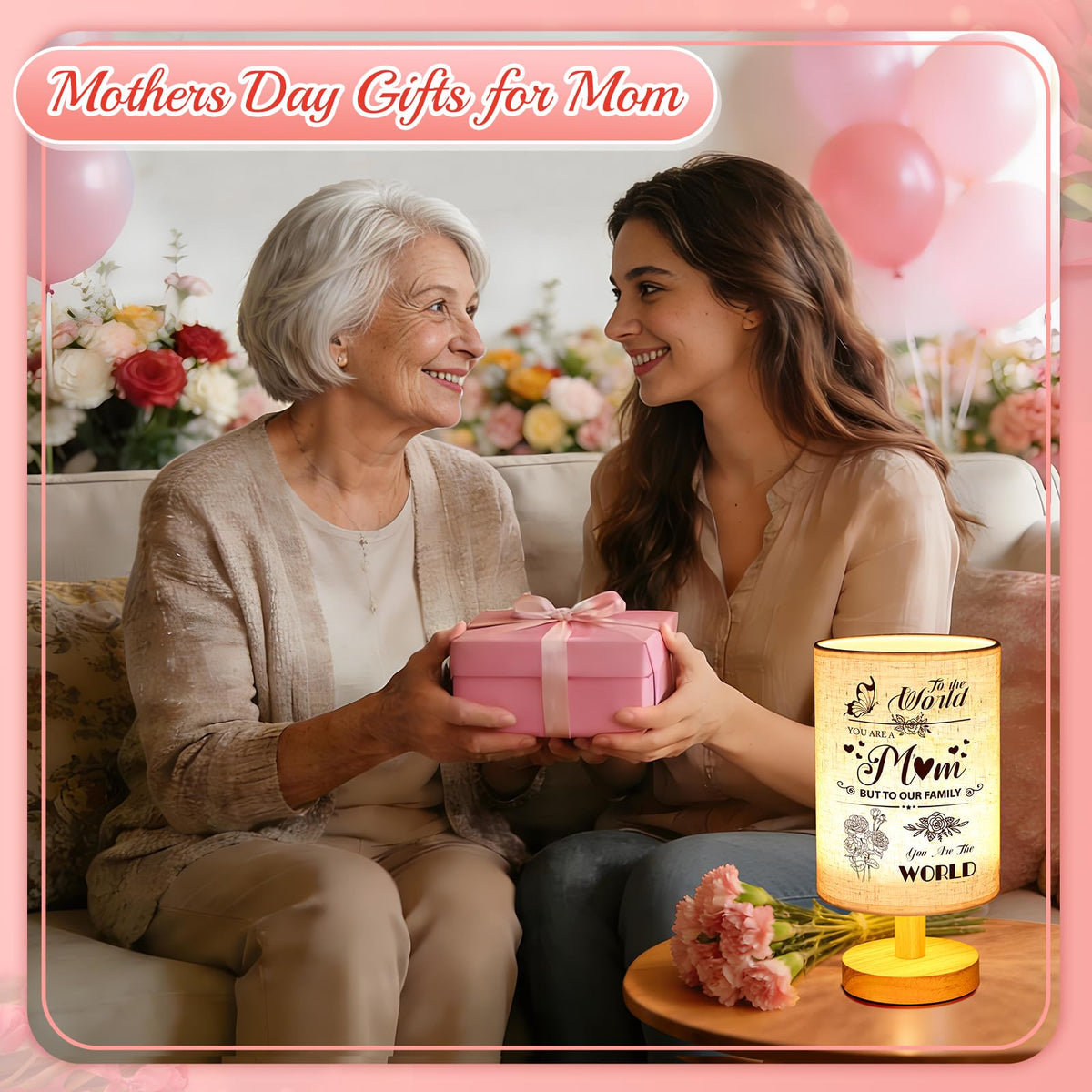 Linkax lamp features personalized shade text for a heartfelt mom gift