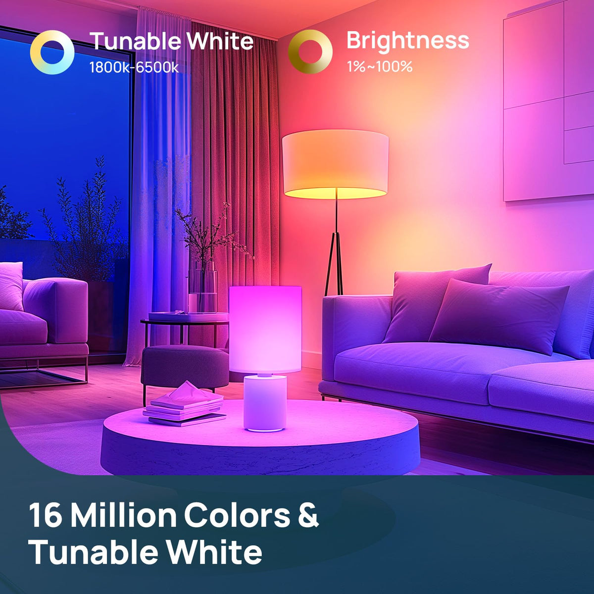 Linkind 16 million colors with tunable white for any mood.
