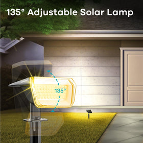 Linkind 60 LED flood light wide beam brightens driveways and gardens after dark.