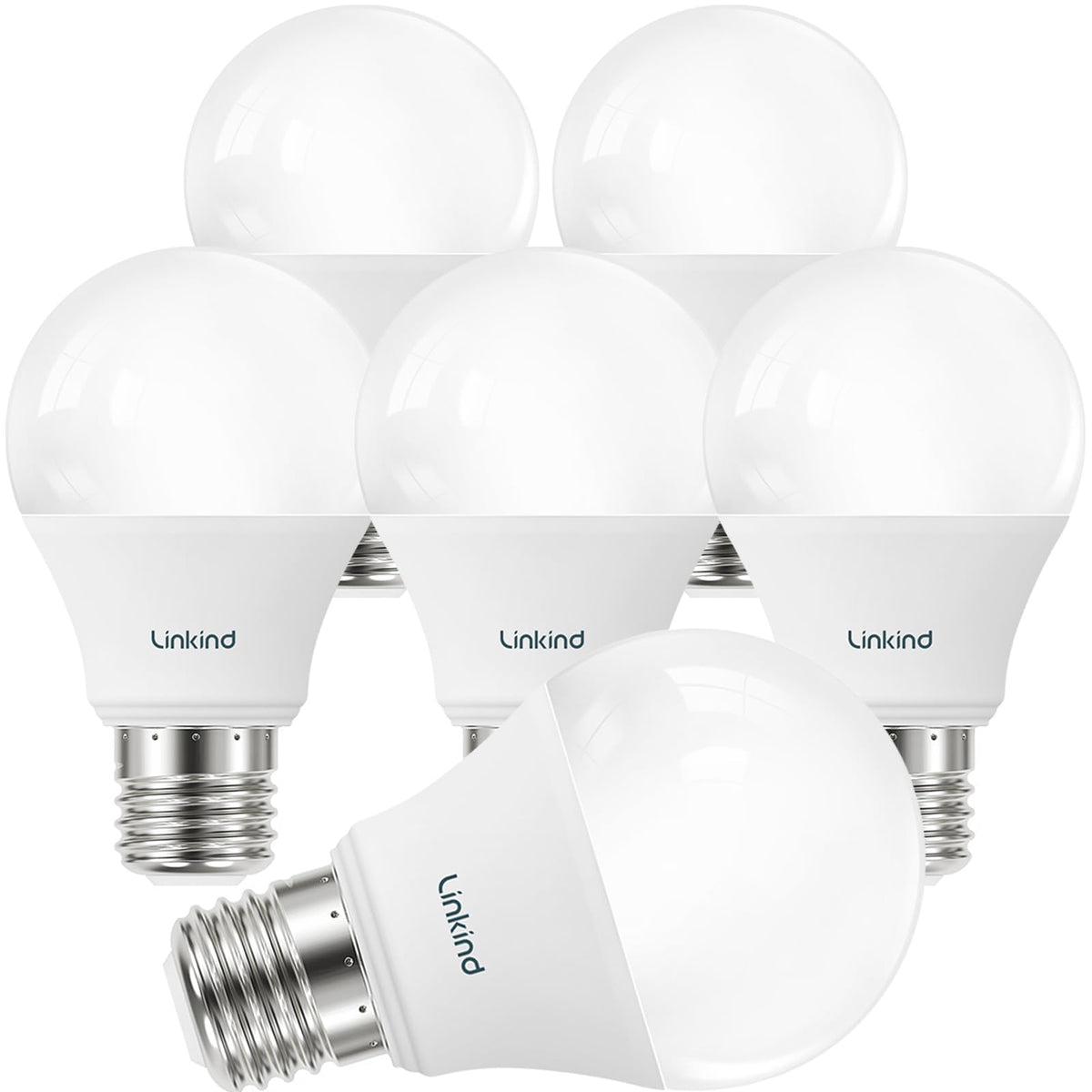Linkind A19 LED bulb 450 lumens 2700K soft white for warm living spaces.