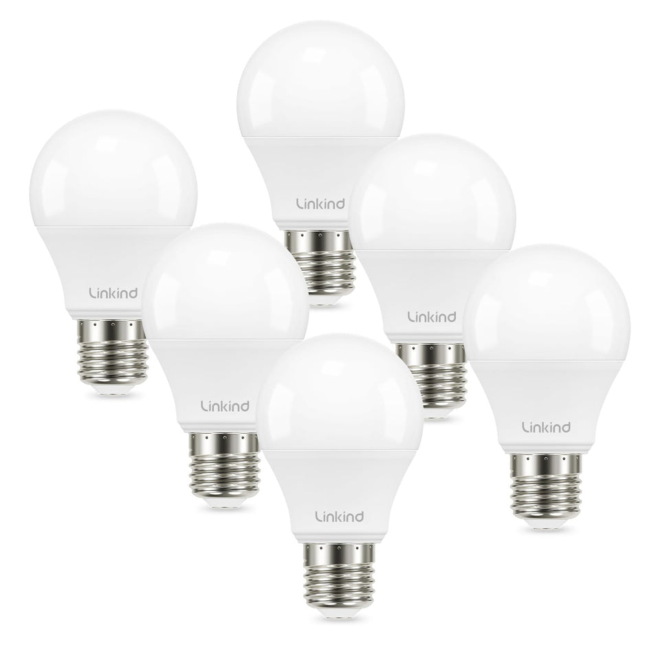 Linkind A19 LED bulb dimmable 4000K cool white for versatile living room lighting.