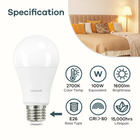 Linkind A19 LED bulb with E26 base, quick installation in kitchen.