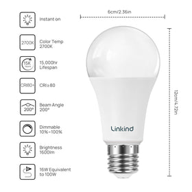 Linkind A19 2700K warm light bulb creating inviting bedroom ambiance