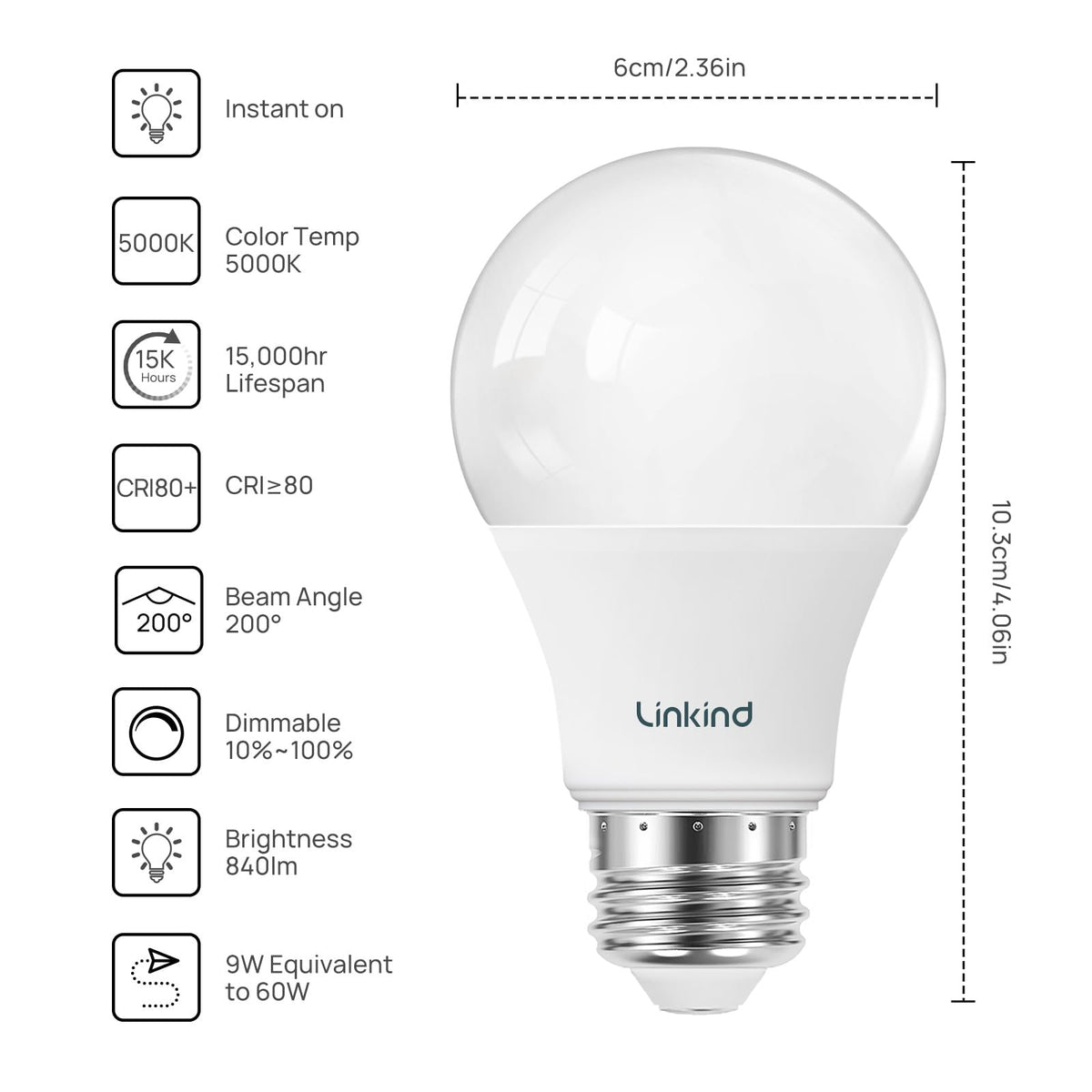 Linkind A19 LED bulbs 9W equivalent in use for energy savings