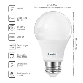 Linkind A19 LED bulbs 9W equivalent in use for energy savings