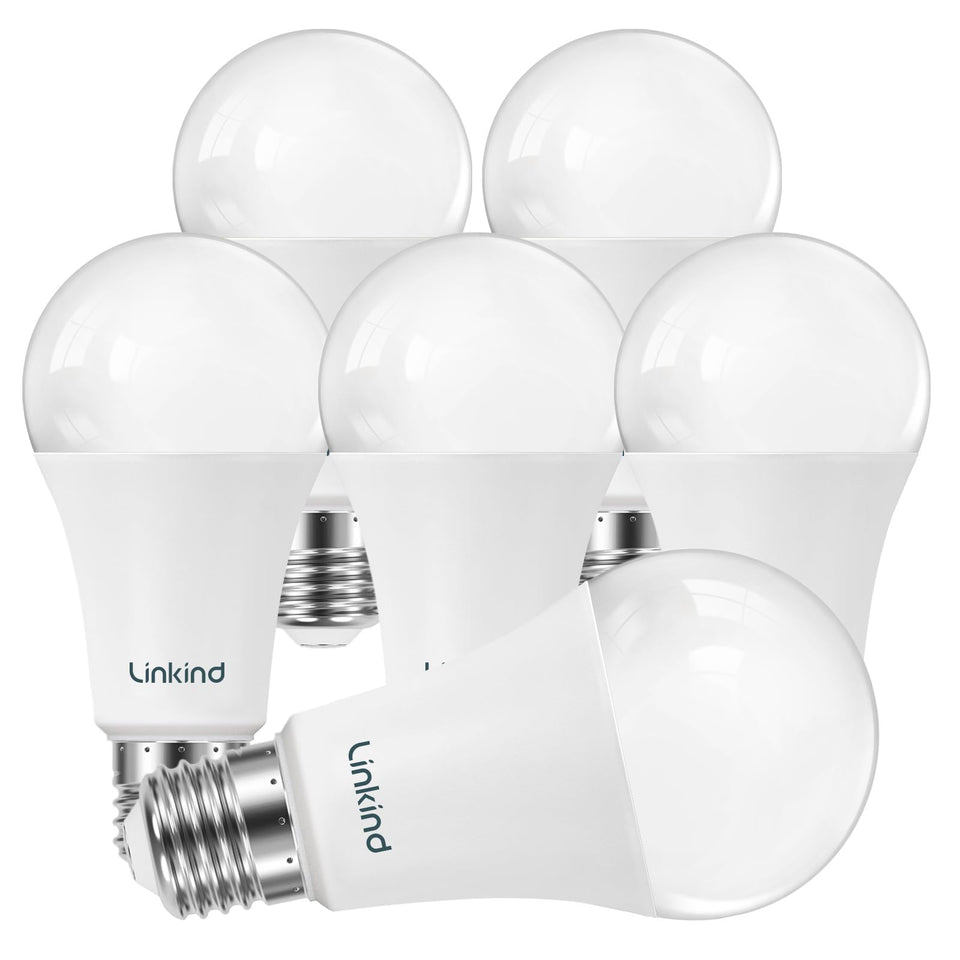 Linkind A19 LED dimmable bulb with 100W-equivalent brightness in a cozy living room setup
