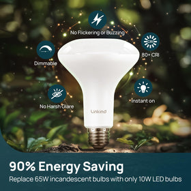 Linkind BR30 LED flood bulb 110-degree beam for wide coverage