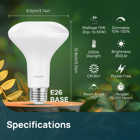 Linkind BR30 LED flood bulb in recessed can for clean ceiling illumination