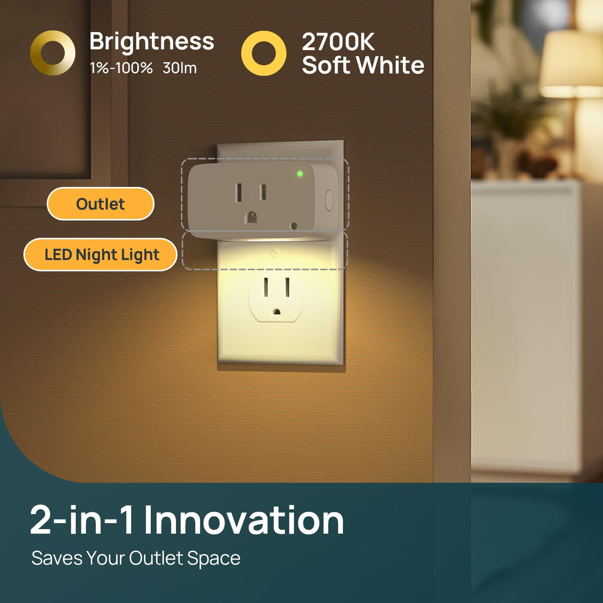 Linkind dusk-to-dawn sensor glow lighting a hallway automatically.