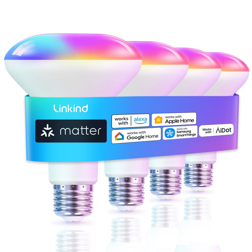 Linkind Matter BR30 bulb in recessed can for bright, even illumination.