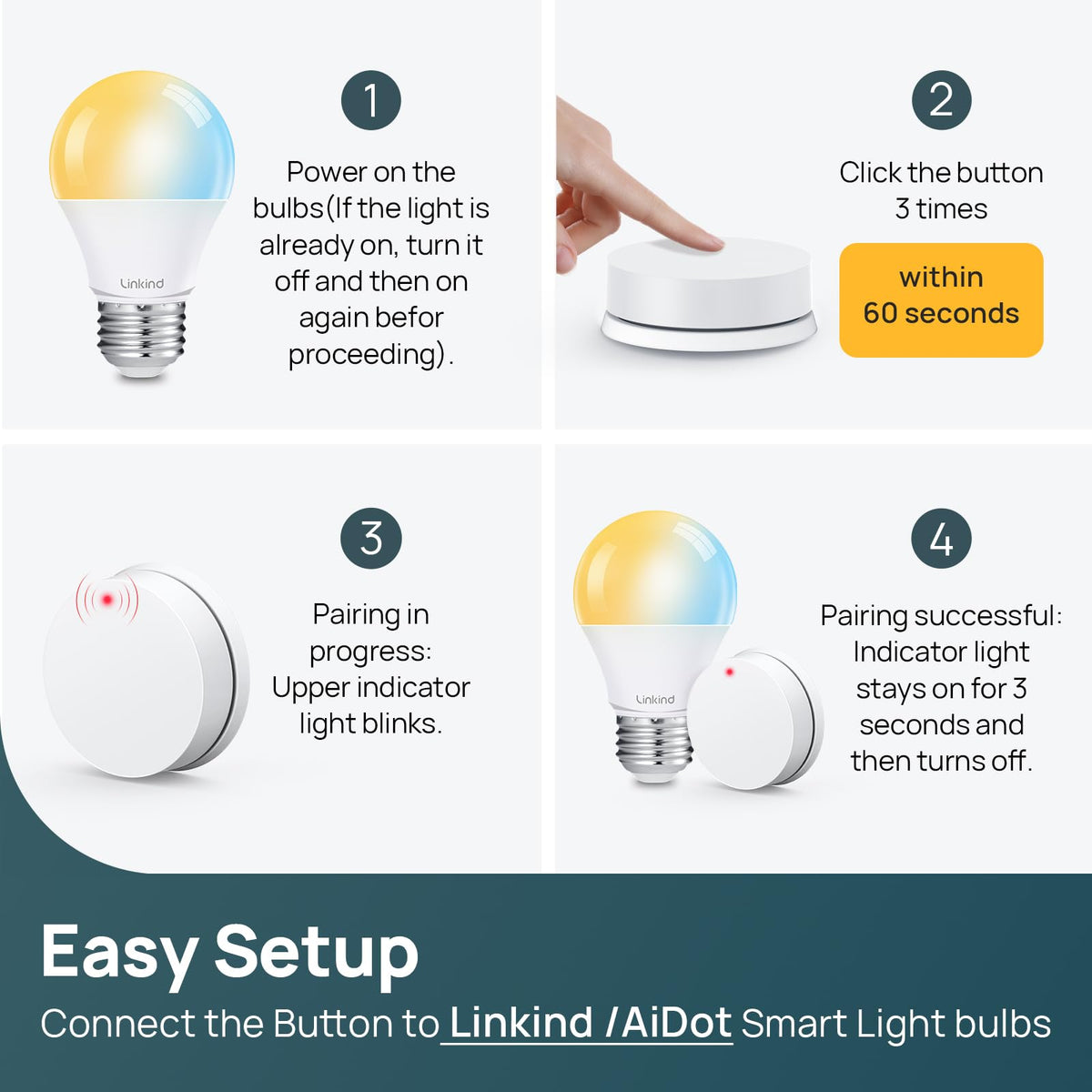 Linkind Matter bulb installed in a living room corner setup