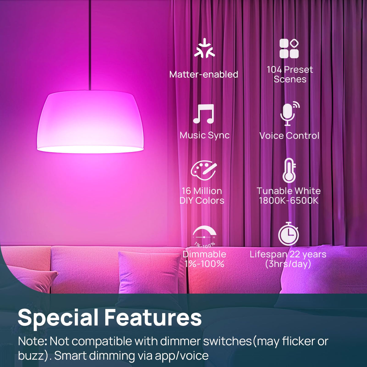 Linkind Matter lights sync to music for mood