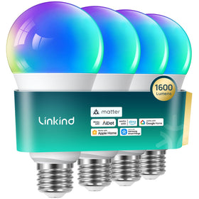 Linkind Matter smart bulb packaging showing four-pack for whole-home lighting