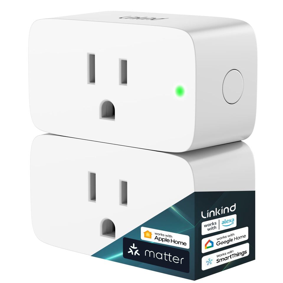 Linkind Matter Smart Plug front view, compact design for bedside use