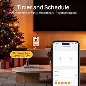 Linkind Matter Smart Plug in-use lamp setup demonstrates scheduling and energy savings