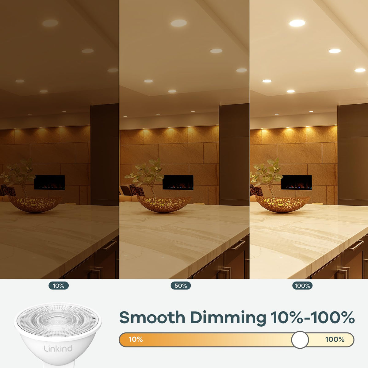 Linkind MR16 bulb in track-light setup delivering energy-efficient illumination.