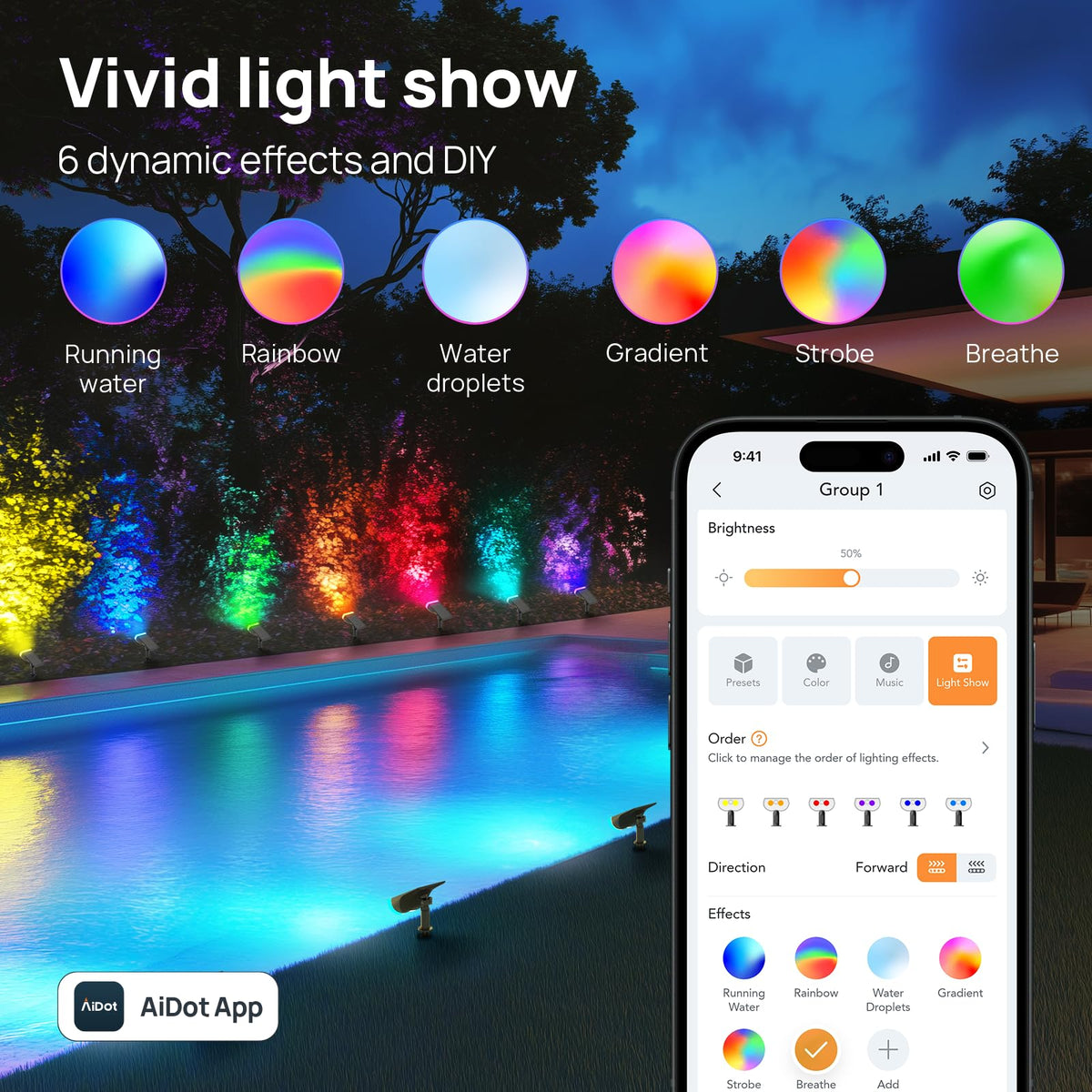 Linkind SL5 garden landscape light highlighting shrubs with weatherproof housing