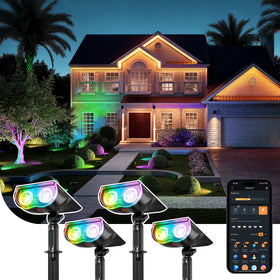 Linkind SL5C outdoor spotlight, front view, enhances curb appeal with ambient lighting.