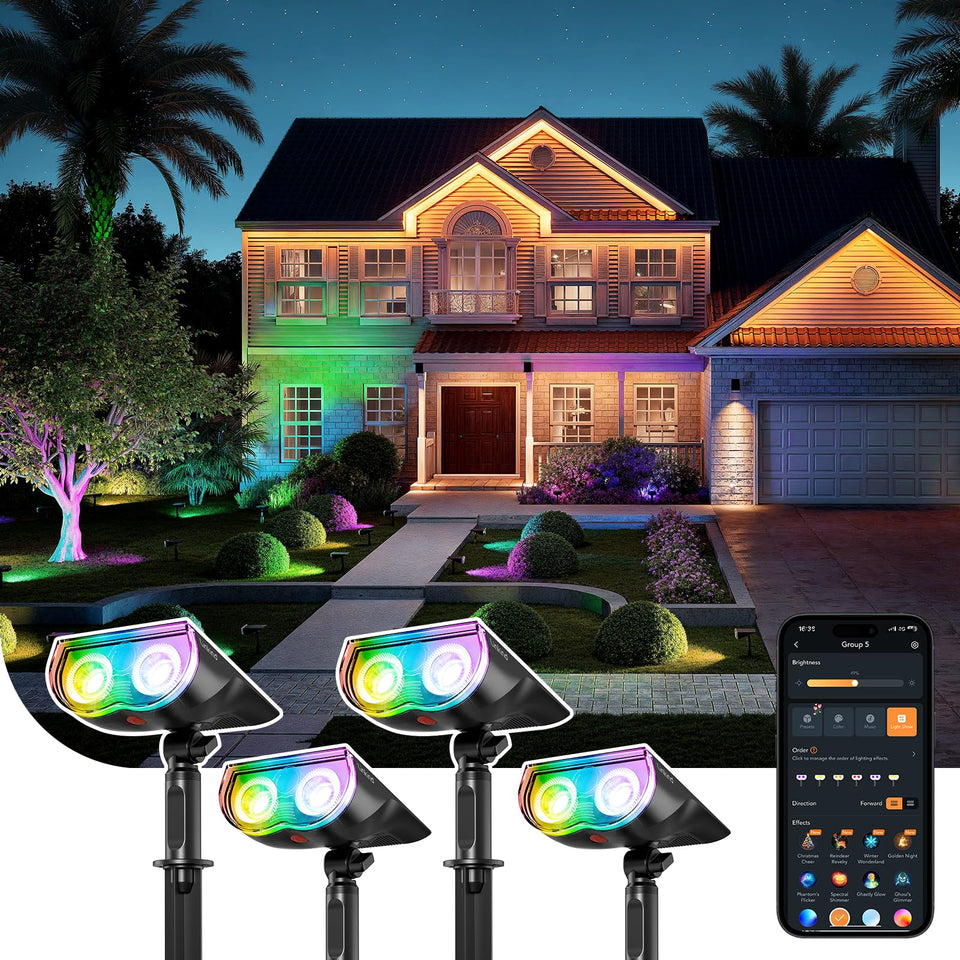 Linkind SL5C outdoor spotlight, front view, enhances curb appeal with ambient lighting.