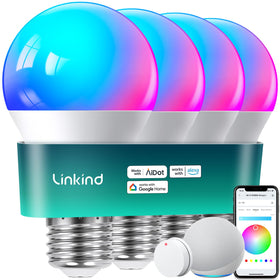 Linkind smart bulb with remote control for convenient lighting from any room.