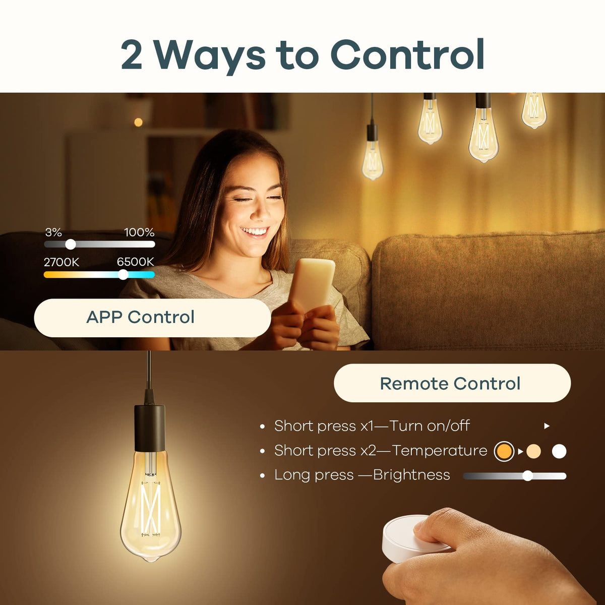 Linkind Edison Bulbs remote control with magnetic mount