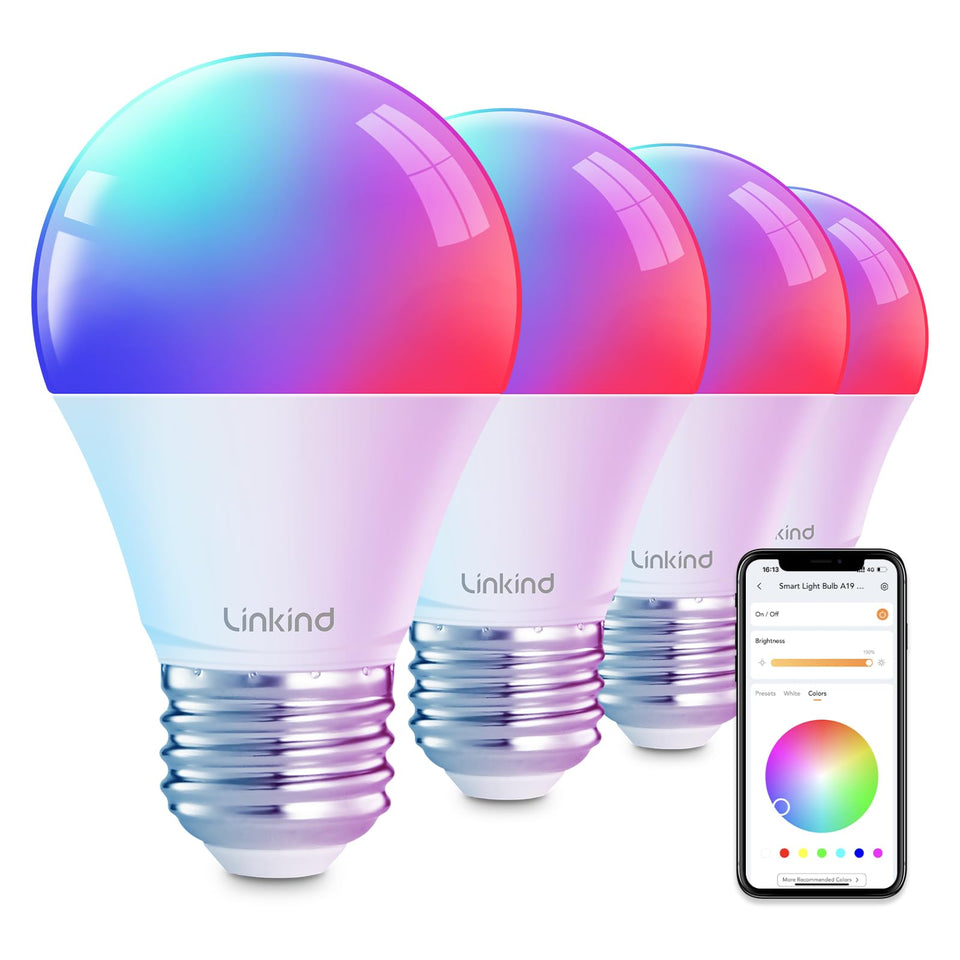 Linkind smart light bulbs setup showing quick hub-free installation with 2.4GHz WiFi and Bluetooth
