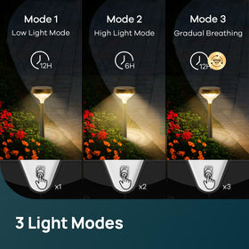 Linkind solar lights border the garden with planet-like shadows