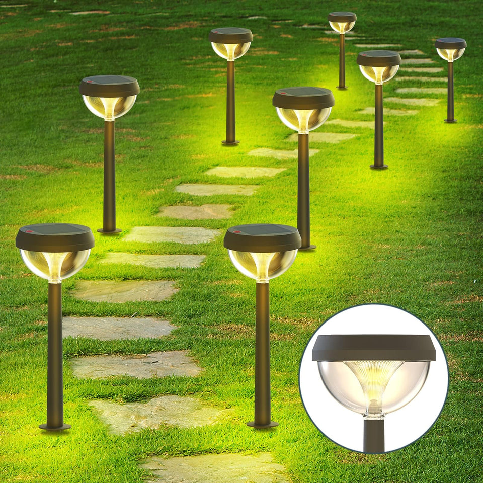 Linkind solar pathway light with Venus shadow decor lighting your walkway at night.