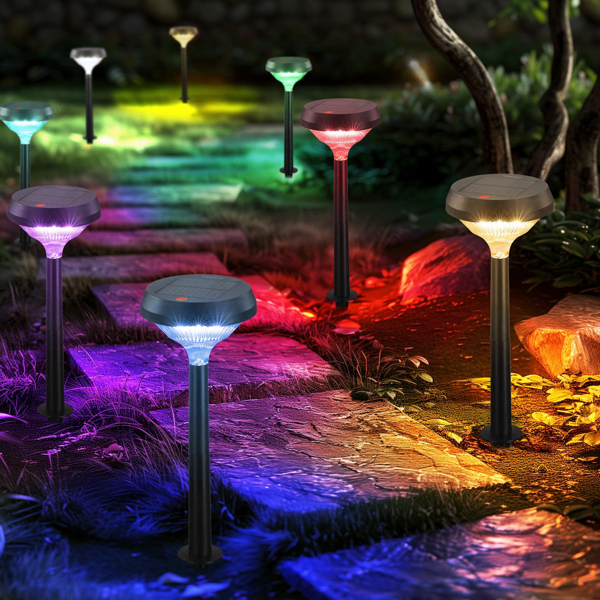 Linkind solar pathway lights illuminate walkways with a soft, even glow for safe nighttime navigation.