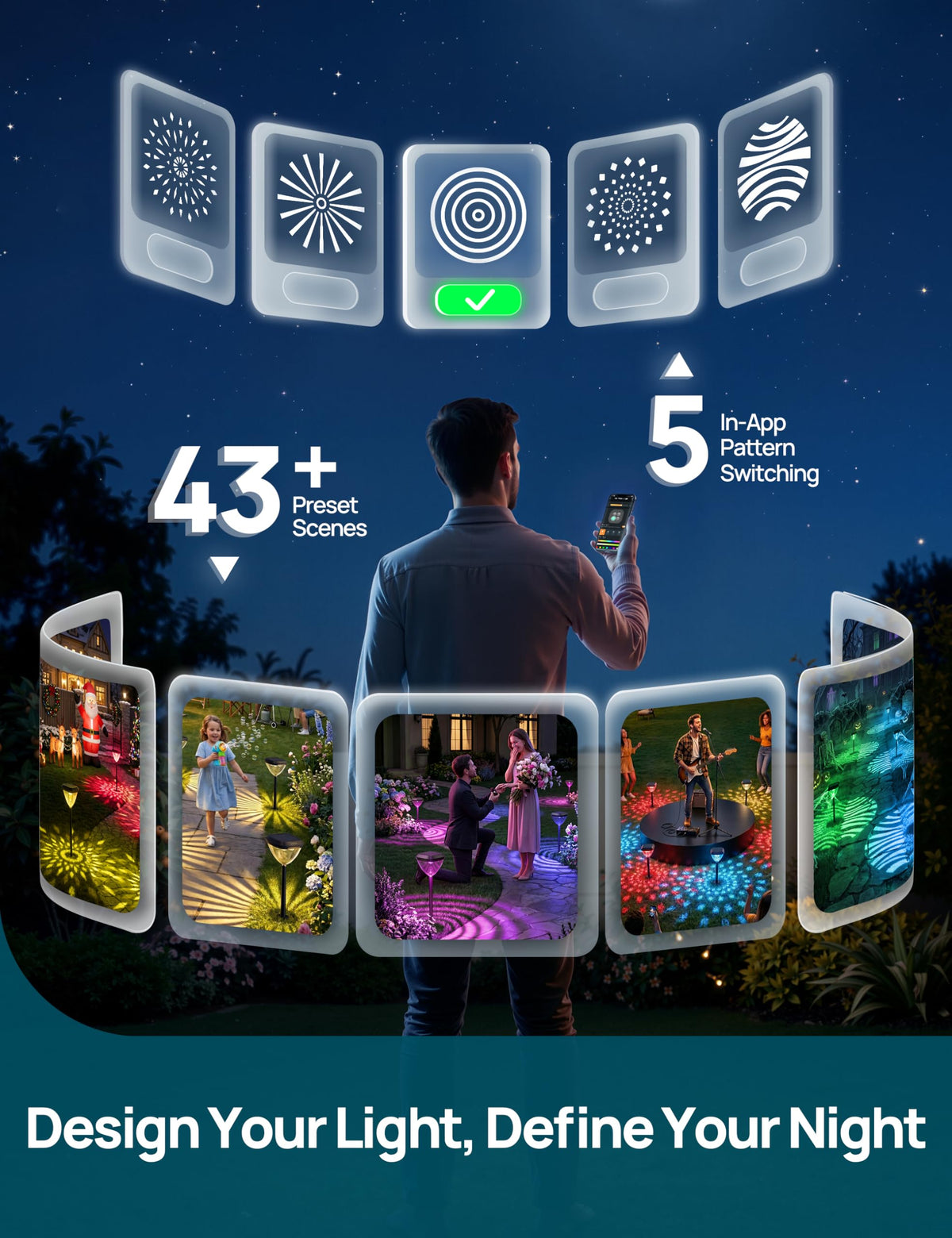 Linkind SP6 app setup interface demonstrating controls for patterns and colors
