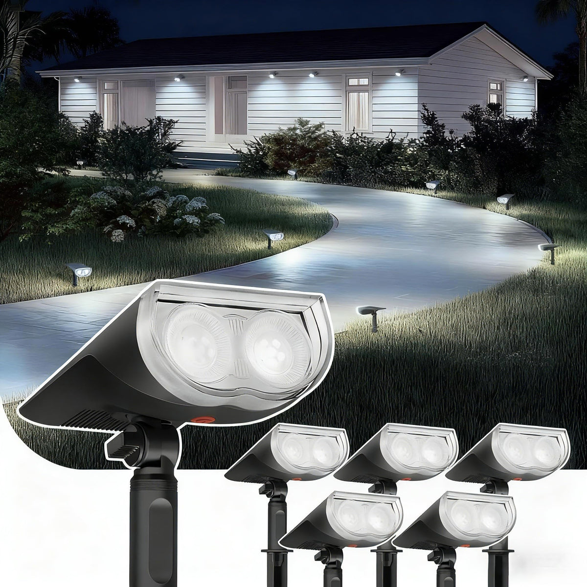 Linkind StarRayS spotlight on a tree for landscape lighting