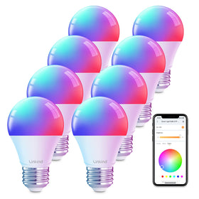 Linkind smart bulb displaying vibrant color-changing lighting for mood scenes