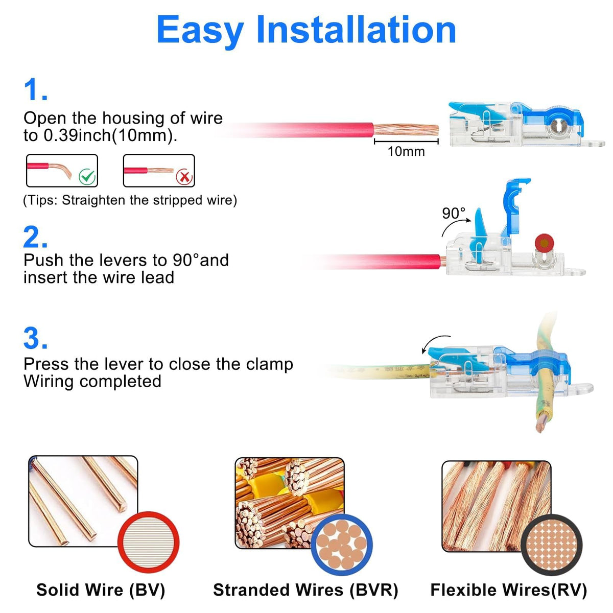 Linkstyle T Tap Lever wire-insertion view demonstrating simple 3-step use.