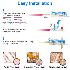 Linkstyle T Tap Lever wire-insertion view demonstrating simple 3-step use.