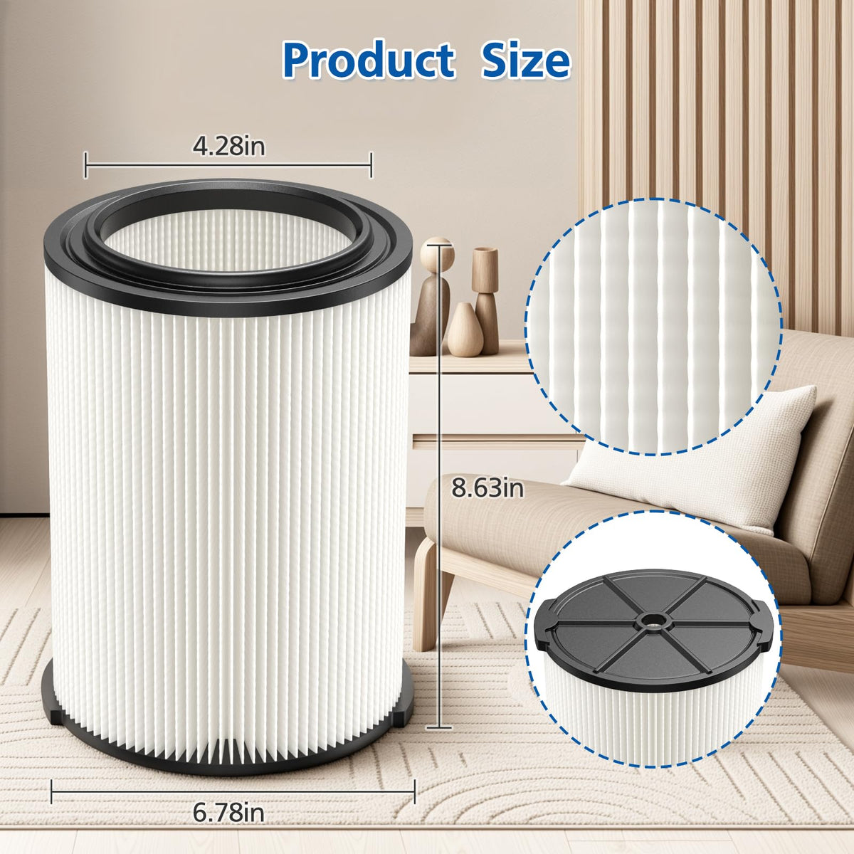 LINNIW VF4000 compatible-models filter for a wide range of RIDGID, Husky, and Craftsman vacs.