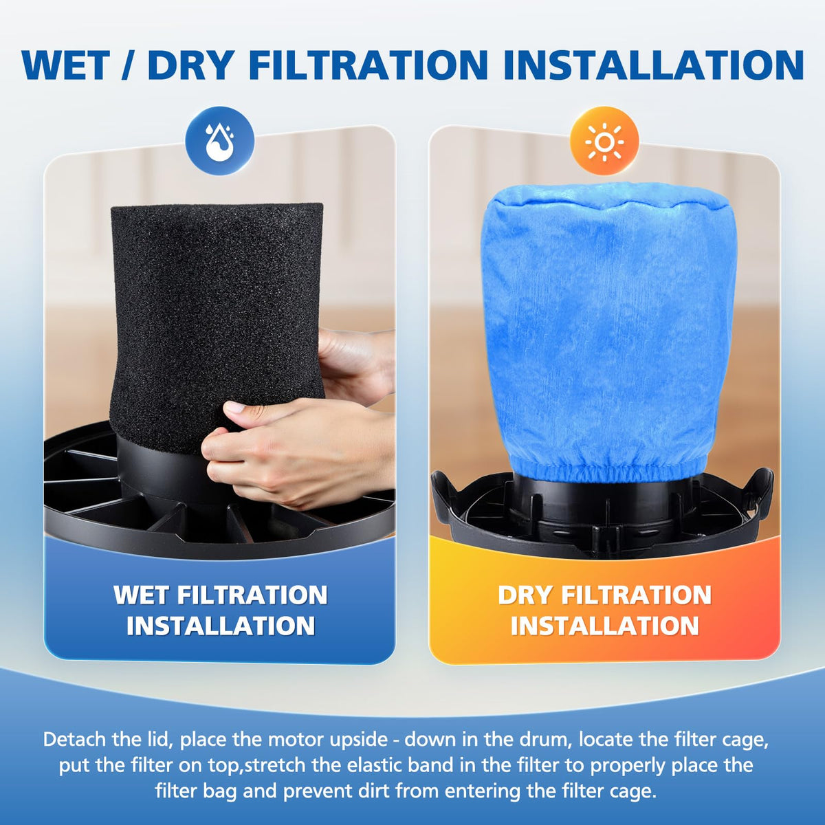 LINNIW VFF21 foam filter—wet pickup design absorbs liquids.