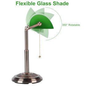 LINNMON Bankers Desk Lamp glass shade soft light for cozy evenings