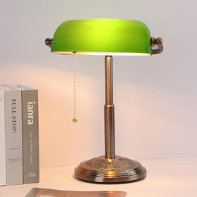 LINNMON Bankers Desk Lamp with green retro base for sturdy home office lighting